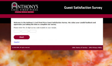 Anthony’s Coal Fired Pizza Survey