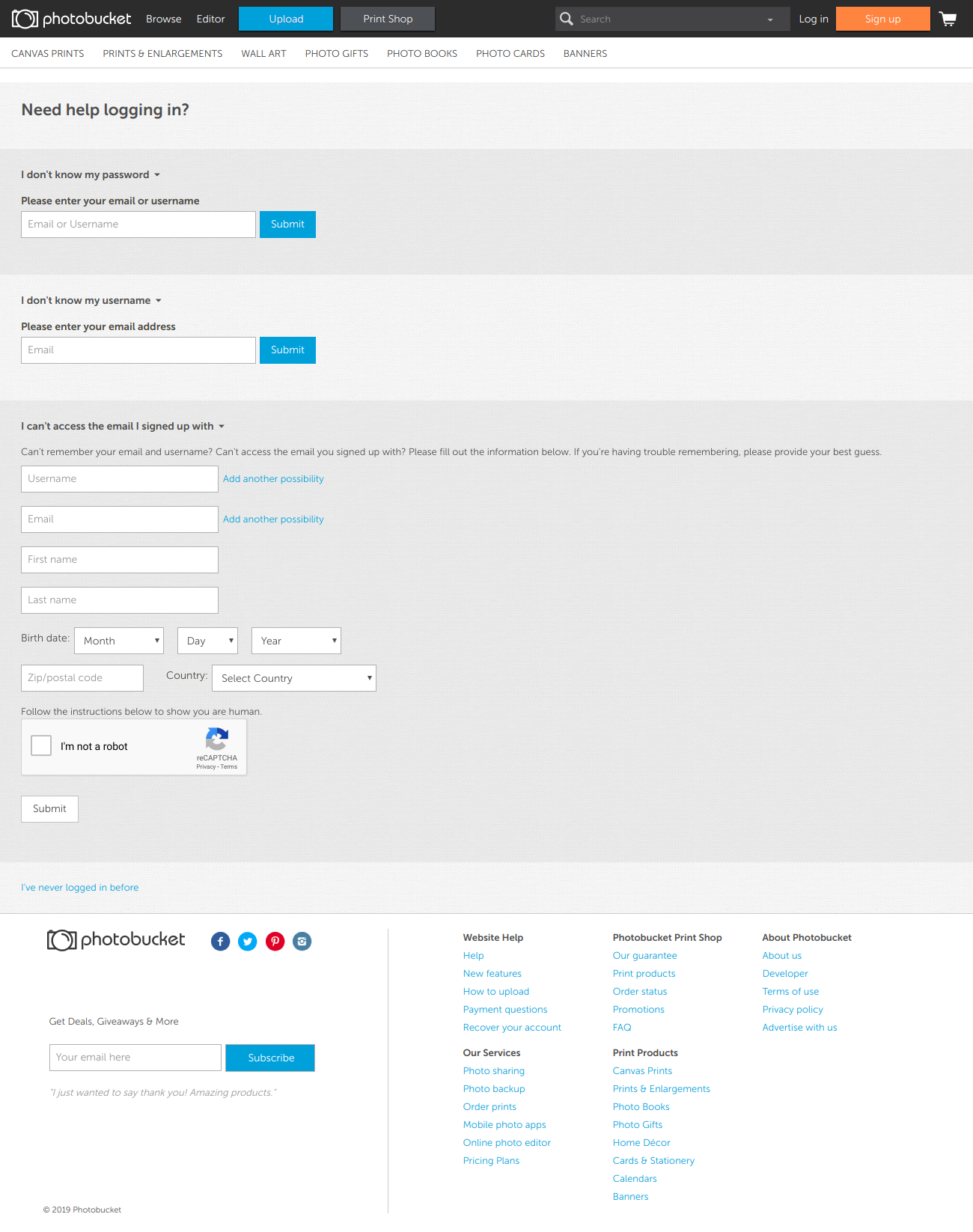 Photobucket Forgot Password
