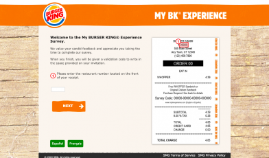 burger king survey