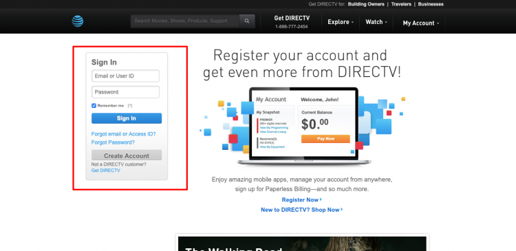 directv login guide