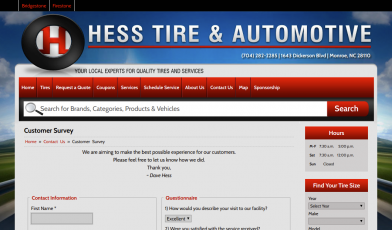 hess tire & automotive survey logo